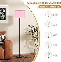Vista 3 de Ambimall Lámpara de pie moderna de 60 pulgadas con pantalla, lámparas altas para sala de estar, dormitorio, oficina, comedor, pantalla rosa