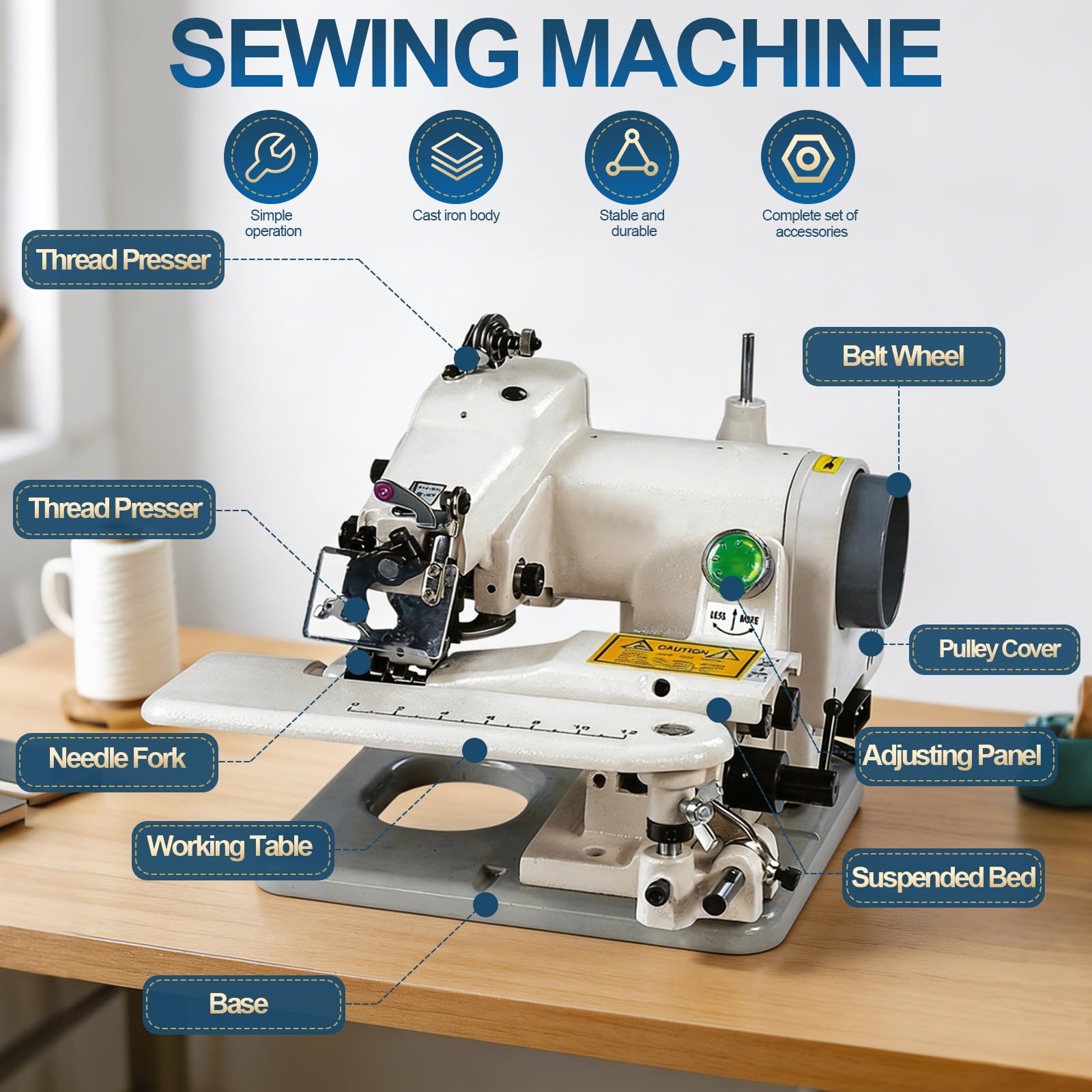 Máquina de dobladillo portátil de punto ciego, máquina de coser y bordar, equipo de longitud de puntada ajustable de 10 agujas, paso de aguja de 3 a 8 mm, velocidad de 1200 rpm, adecuada para alterar