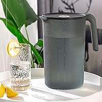 Vista 6 de renvena Design - Jarra de plástico de 2 litros con tapa y boquilla ventilada para bebidas heladas y calientes, en interiores y exteriores