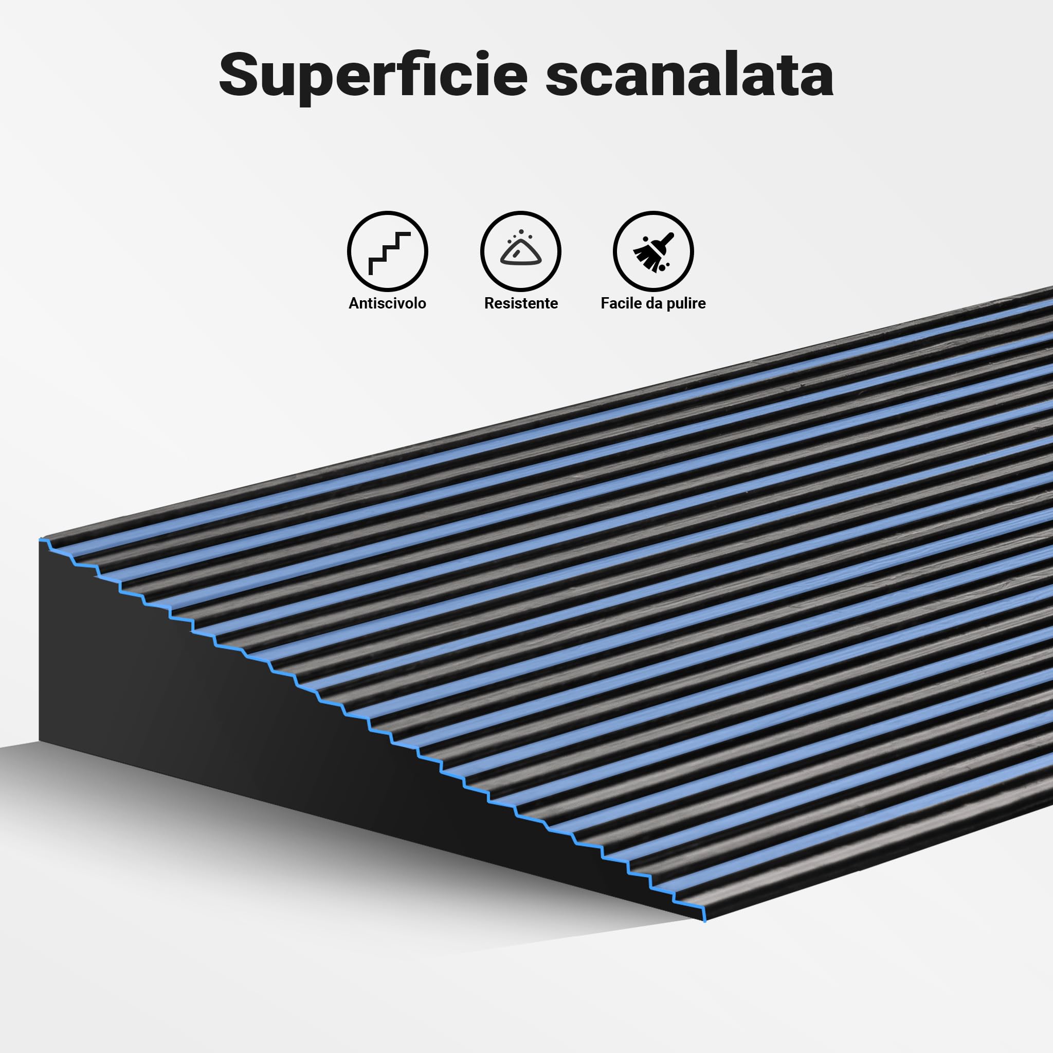 Wiltec Rampa in gomma per soglia 900x250x45mm max 50 t, flessibile e antiscivolo, per porte e dislivelli