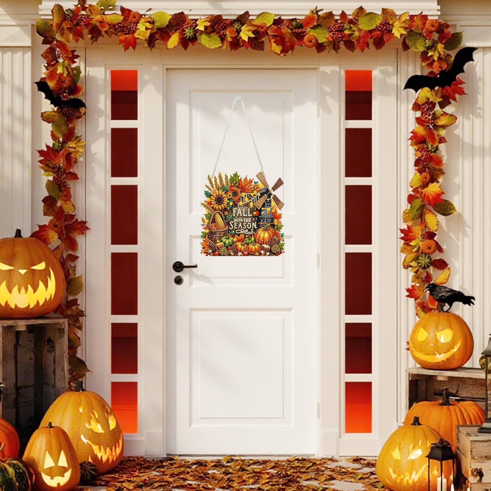 BOWETILE Halloween Diamond Painting Hanging Ornament with Chain - Image 3