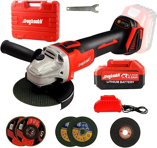Vista 10 de DOGTOOTH Max 21V 4-1/2" Amoladora angular inalámbrica con juego de 2 baterías de 4.0 Ah, compatible con batería Makita de 18V, motor sin escobillas