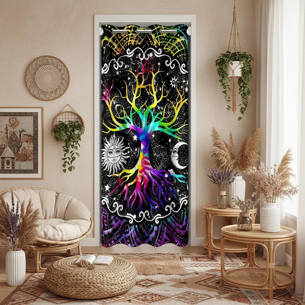 Erosebridal Trippy Sun And Moon Door Curtain