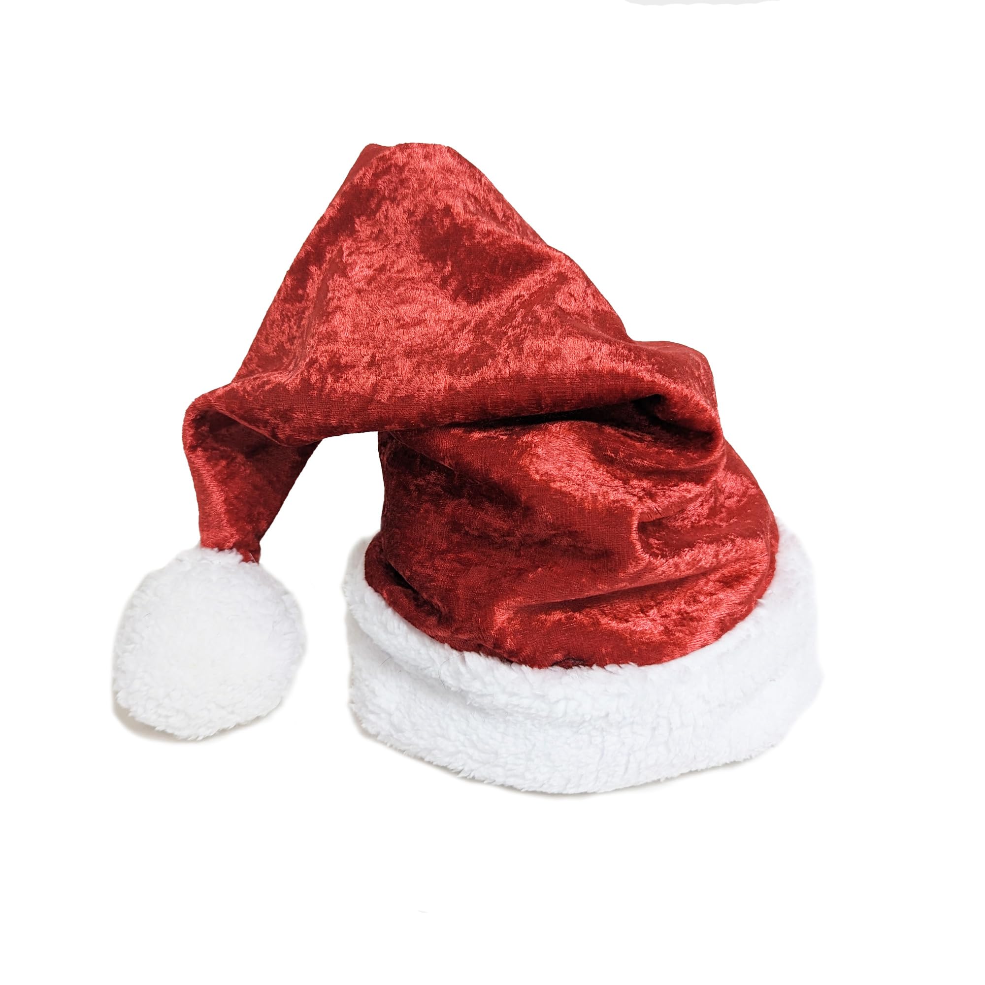 Everfan Crushed Velour Santa Hats with White Sherpa Trim | Christmas Santa Hats for Adults (BABY (6-18 months), Red)