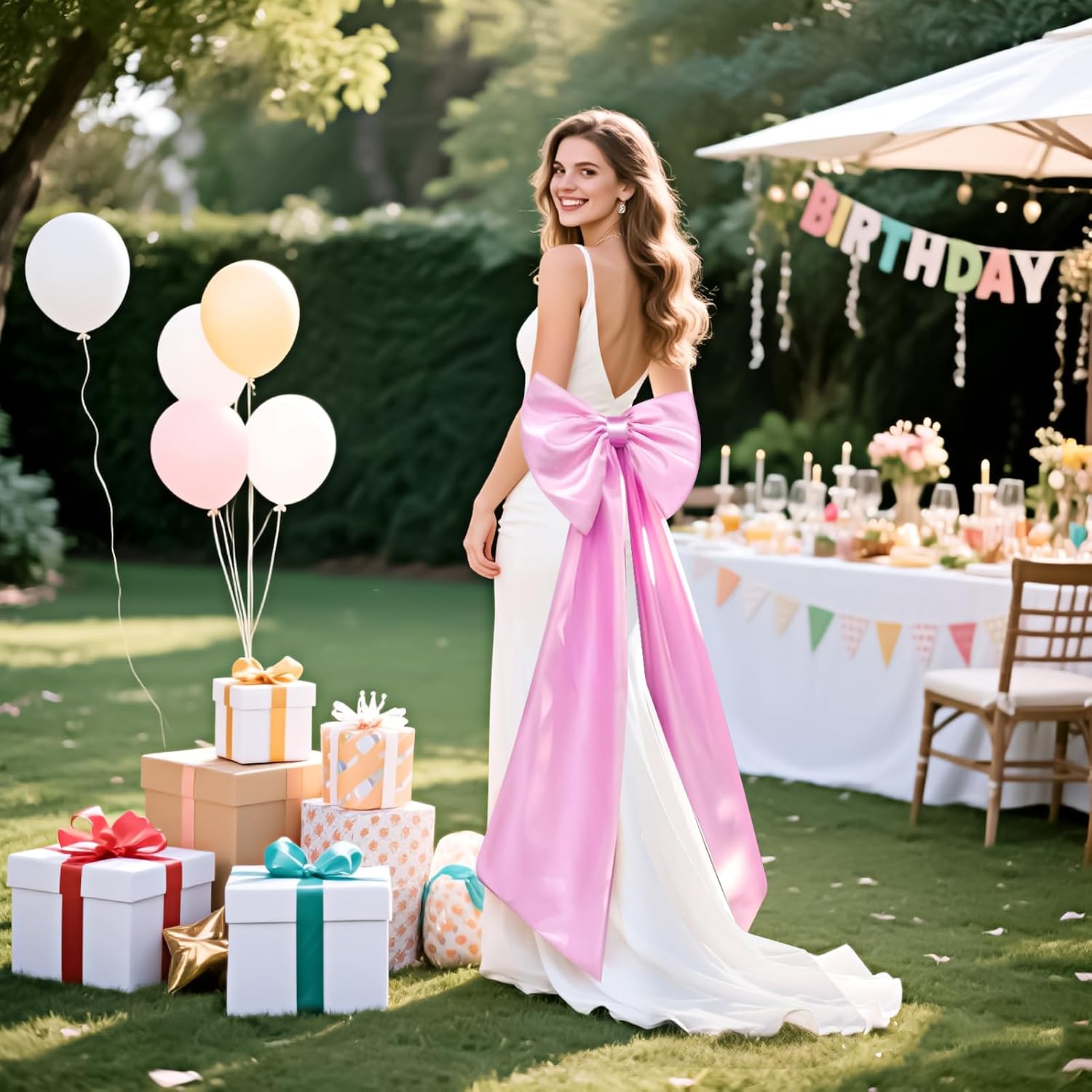 Pink Bow Decor Big Bow for Girls Coquette Room, Giant Ribbon Tie for Big Wall Decoration Backdrop Bridal Baby Shower Bachelorette Birthday Party Engagement Themed Party Decor (24 x 40 Inch)