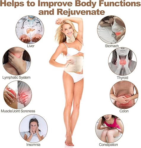 Miniatura 10 de Paquete de aceite de ricino orgánico, kit de envoltura de compresa de aceite de ricino reutilizable con correas elásticas ajustables para el hombro,