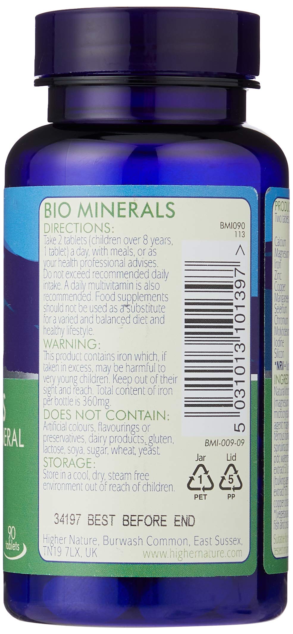 Buy Higher Nature Bio Minerals 90 Tablets Solgar Chelated Solamins