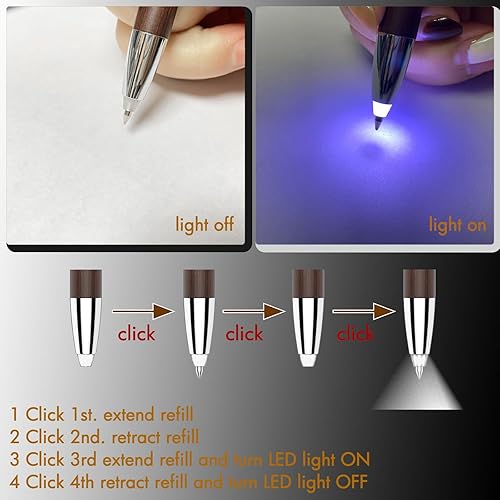 Miniatura 3 de Penyeah Bolígrafo con luz, 3 en 1 con lápiz capacitivo y punta iluminada, bonito regalo de bolígrafos de madera para escribir en diario en la