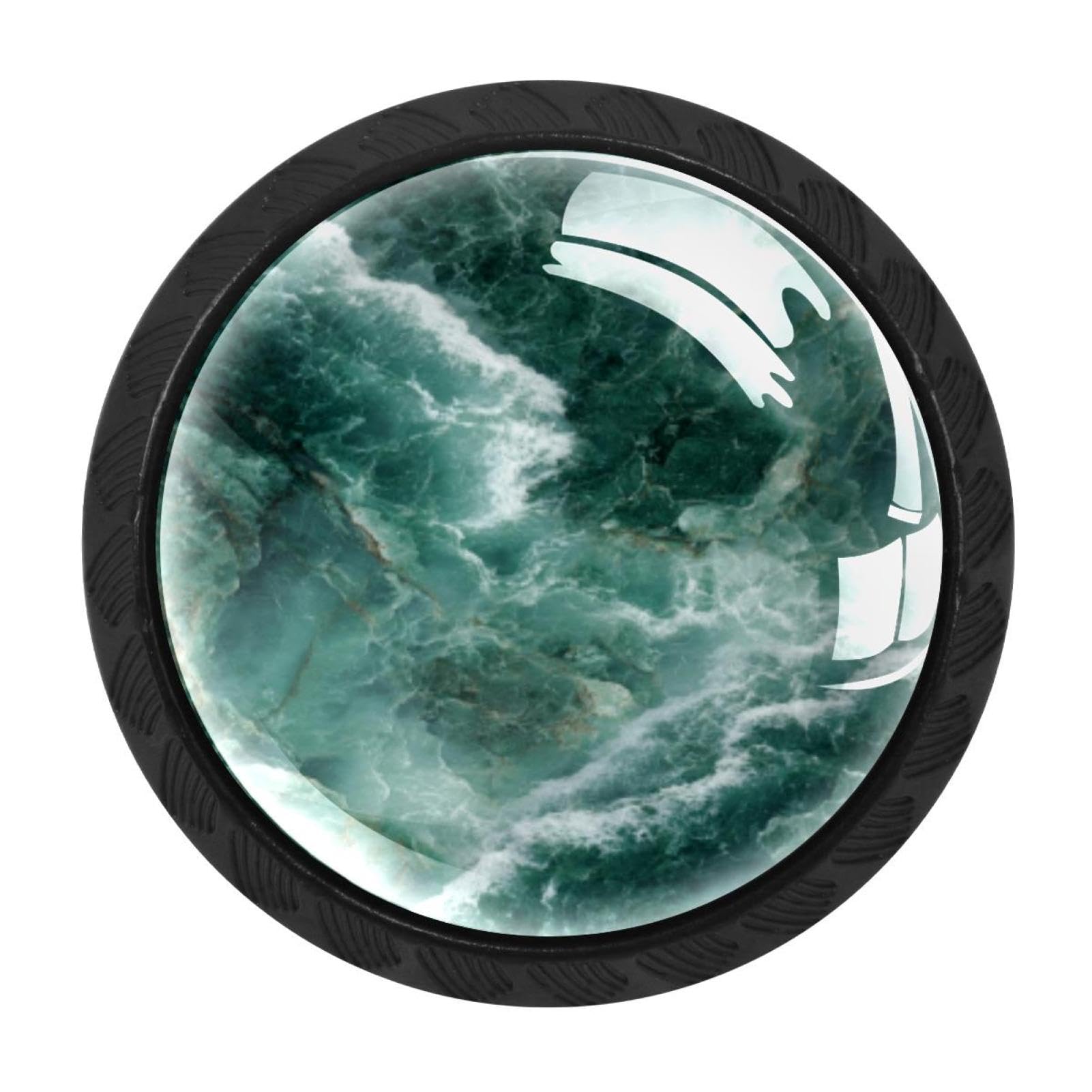 CHENZZZZ 4 Pack Black Green Marble Texture Kitchen Handles, Cabinet Pulls Hardware for Cupboard Drawer Knobs Dresser Pulls