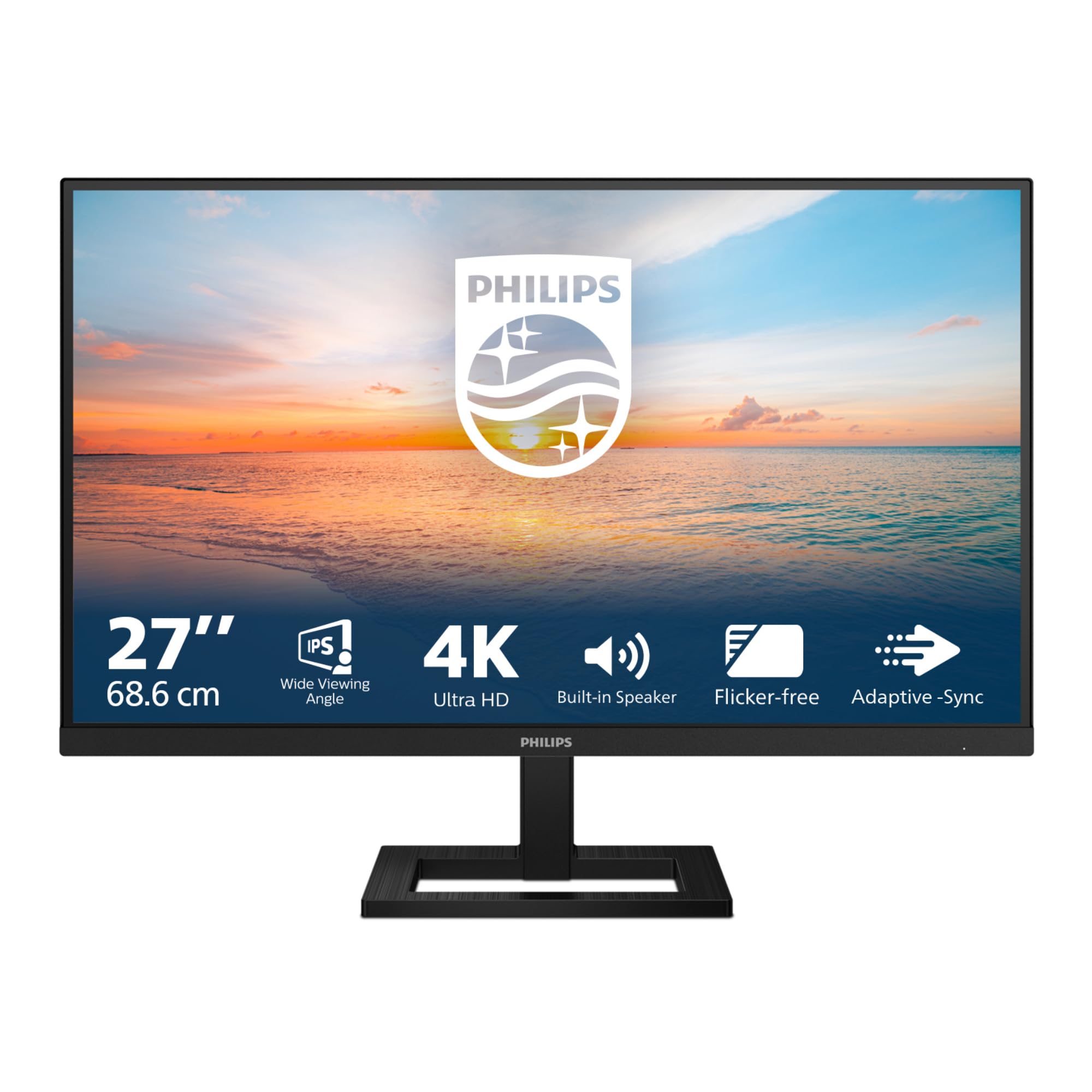 PHILIPS Monitor 27E1N1800AE 27 pollici 3840x2160, UHD, 60Hz, IPS Panel, 4ms GtG, Speakers, Height Adjustment, (HDMI2x 2.0 DP 1x 1.4) HDR10, Nero