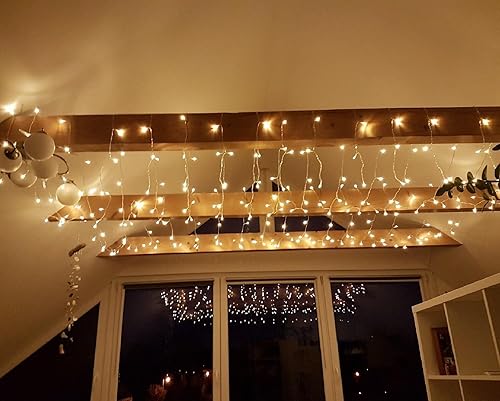 Miniatura 4 de LE Bundle – 306 luces LED de cortina y cadena de luces de 50 pies para exteriores, luces de patio bistró, cadena de luces Edison Café para porche,