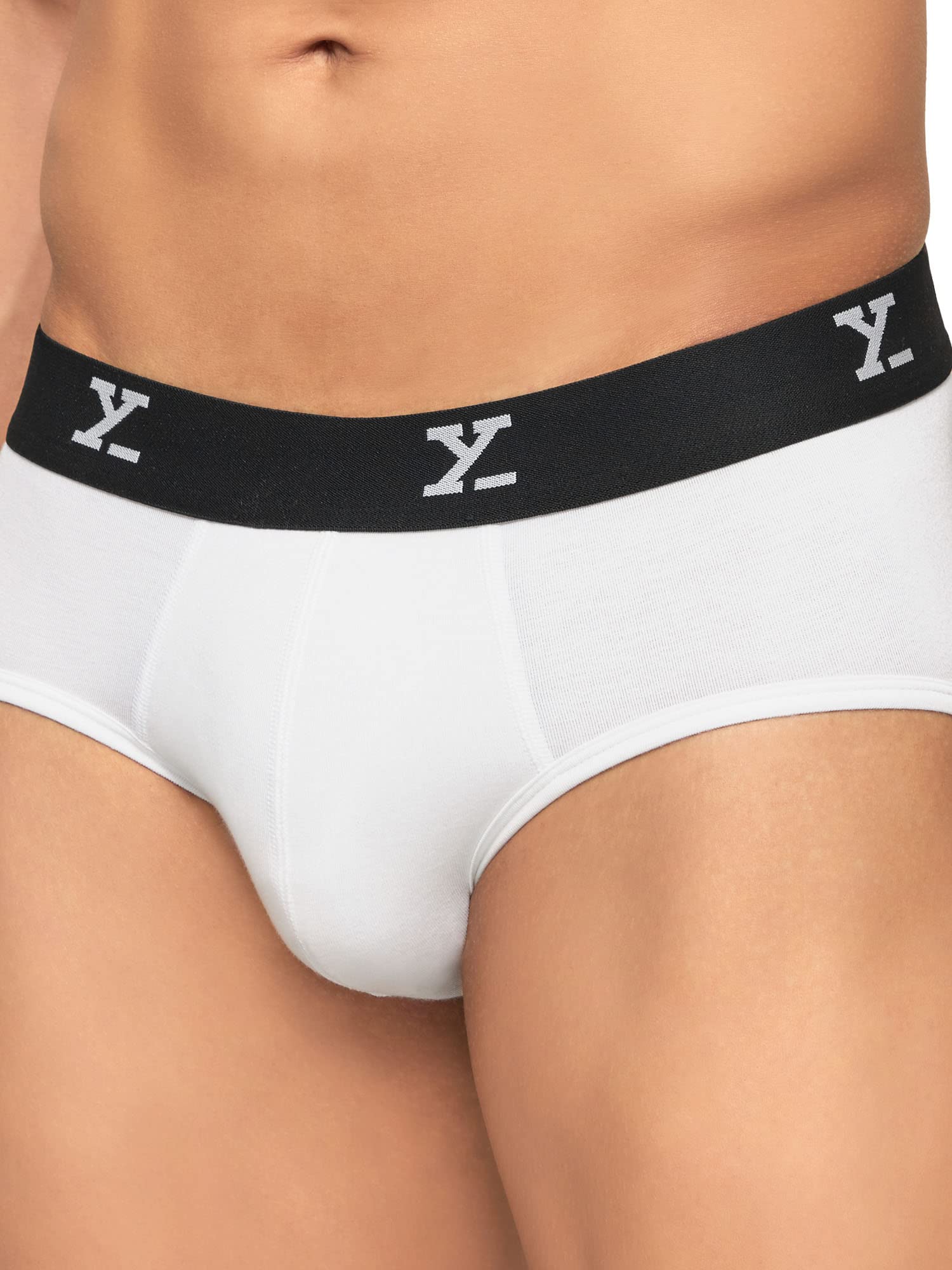 XY XX Men's Ace Micromodal Regular Fit Solid Antimicrobial Briefs with No Marks Waistband (Pack of 3)
