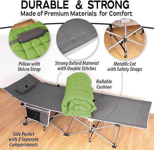 Miniatura 3 de Zone Tech - Cubrecolchón para catre de camping de alta calidad, cómodo y grueso, de algodón, ligero, impermeable, para adultos y niños