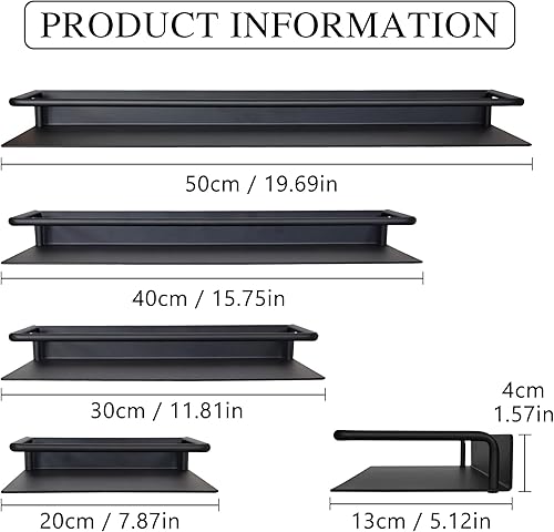Miniatura 3 de Estante pequeño para pared, estante flotante pequeño, estante de pared negro, estantes de baño de metal, estantes flotantes de metal para baño,