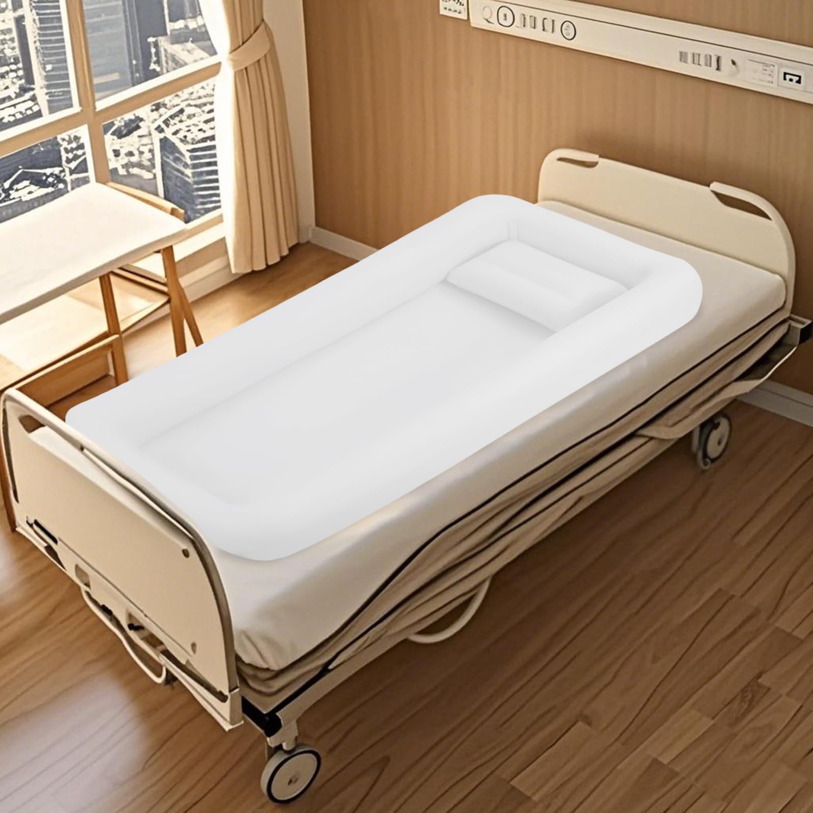 Vasca da bagno gonfiabile portatile pieghevole Beaudreaul per adulti in PVC con pompa ad aria elettrica lato letto doccia kit da bagno per anziani, donne incinte e pazienti