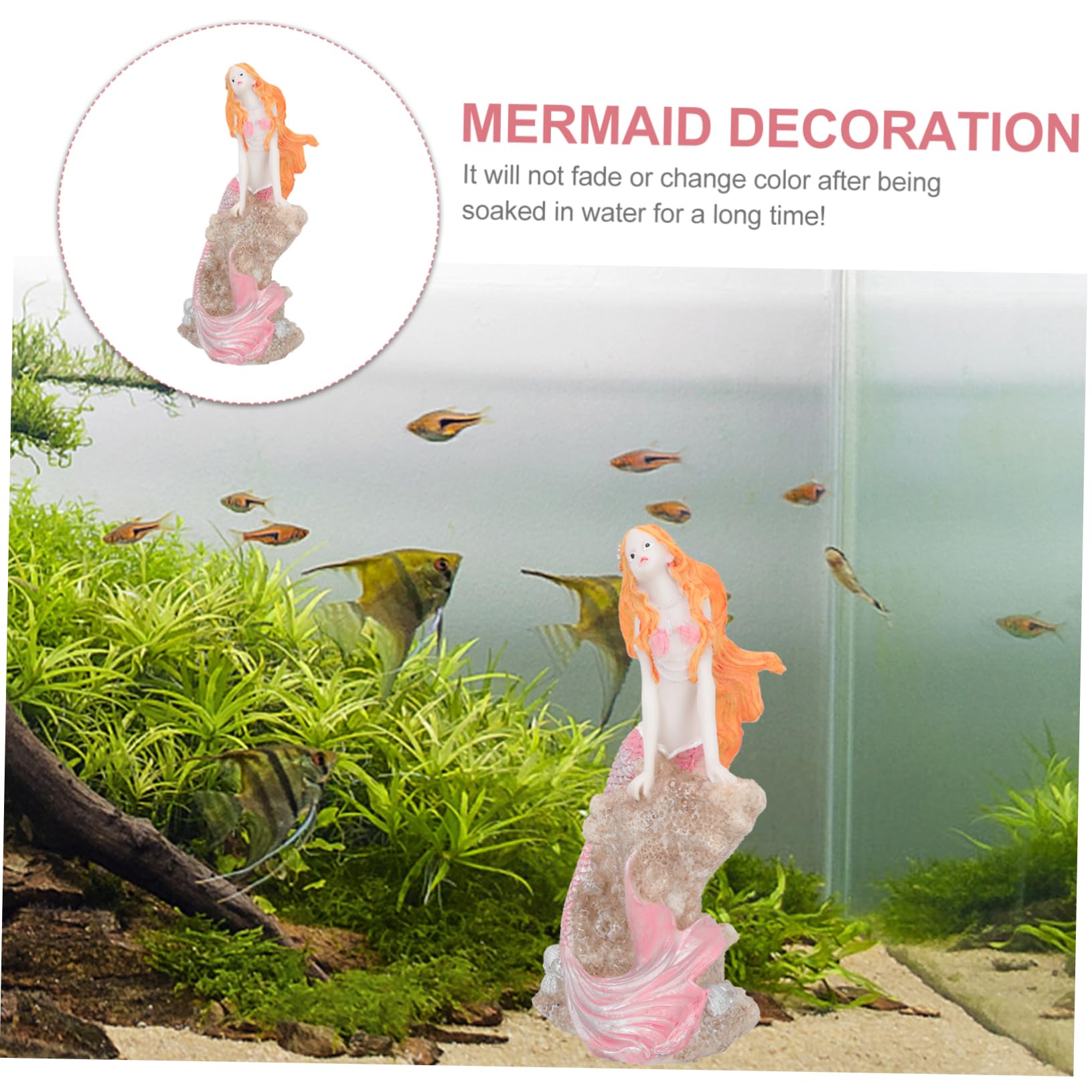 Cabilock 2 Pezzi paesaggio del serbatoio di pesce arredamento ornamento sirena in resina per acquario decorazioni artigianali in resina fornitura acquario sirena paesaggistica acquario rosa