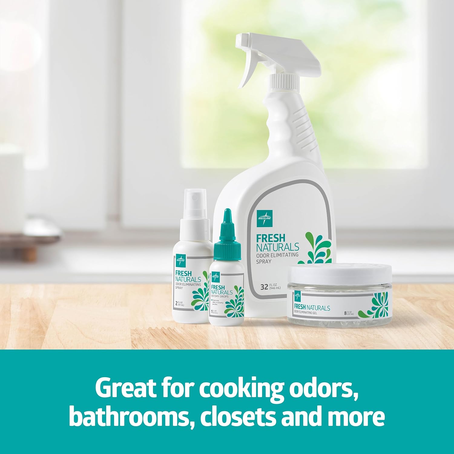 Medline Naturally Fresh Odor Eliminator Spray, 32 oz. Bottle, Multi-Purpose Air Freshener, Pack of 6