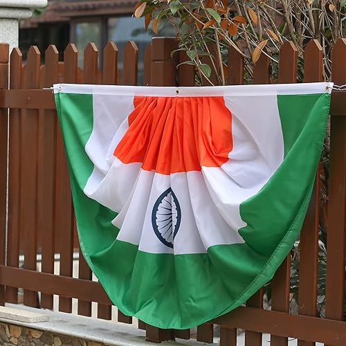Miniatura 6 de Bandera plisada india de abanico de 3 x 6 pies, bandera plisada de la India, 2 piezas de bandera de abanico para interiores y exteriores y