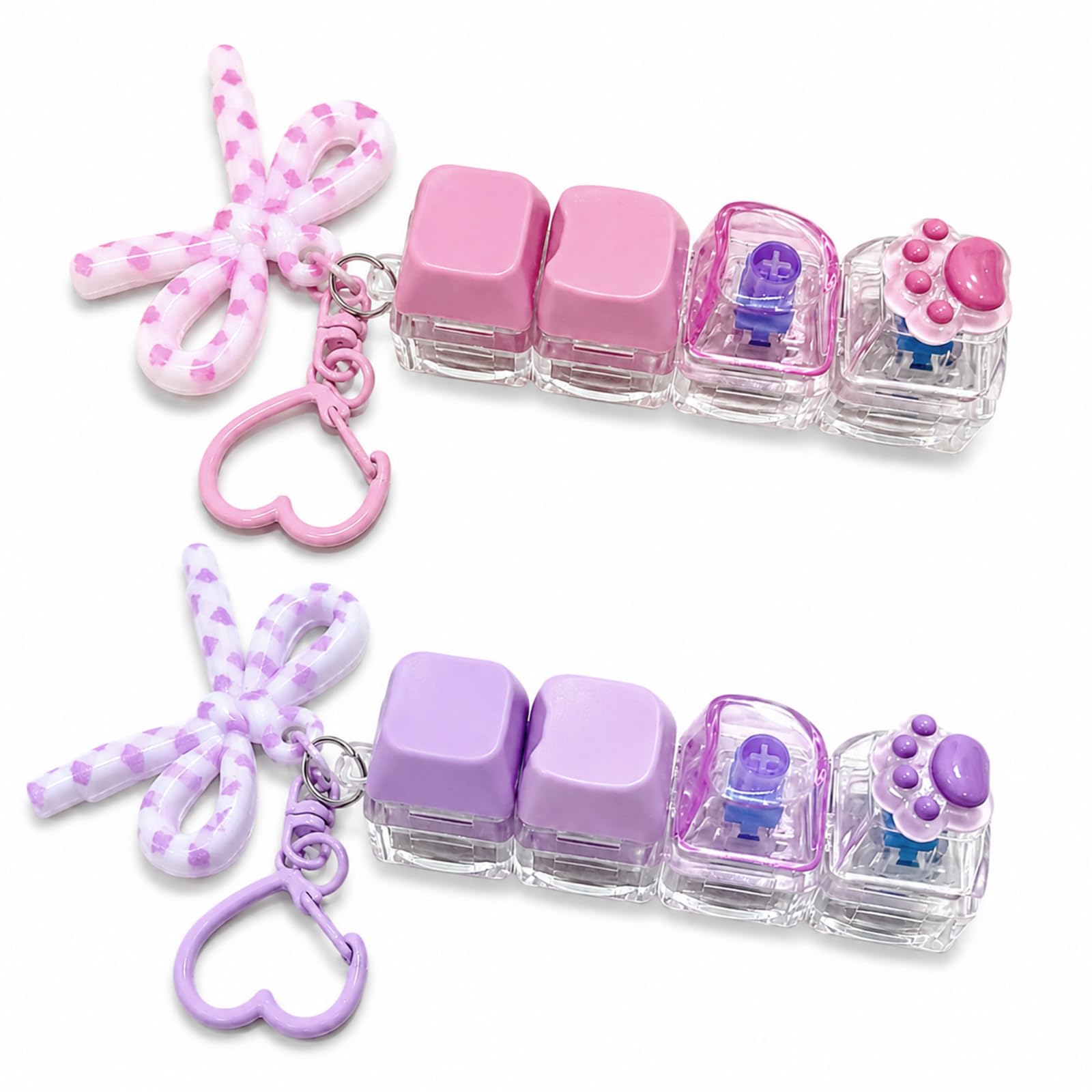 2Pcs Keyboard Fidget Toy with Heart Keychain, Portable Fidget Keyboard