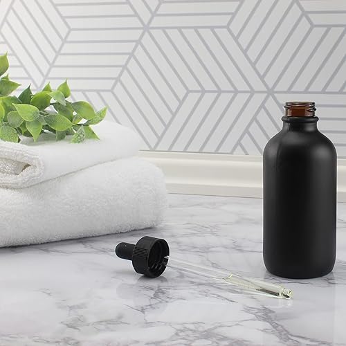 Miniatura 18 de Botellas cuentagotas de vidrio ámbar de 4 onzas (paquete de 6), botellas de vidrio recargables para aceites esenciales, cosméticos y cocina Marrón