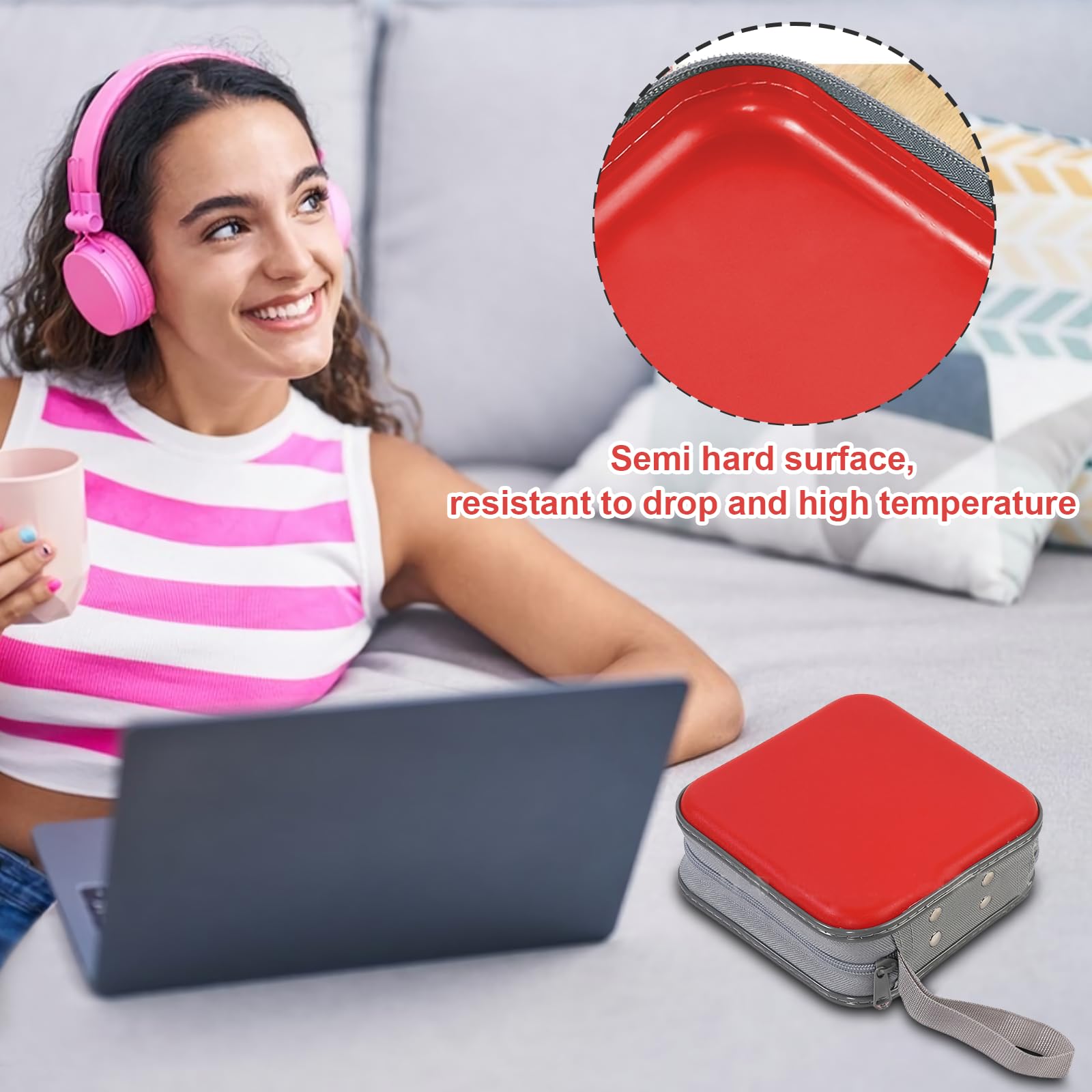 Étui de rangement en plastique pour 48 CD/DVD, rouge