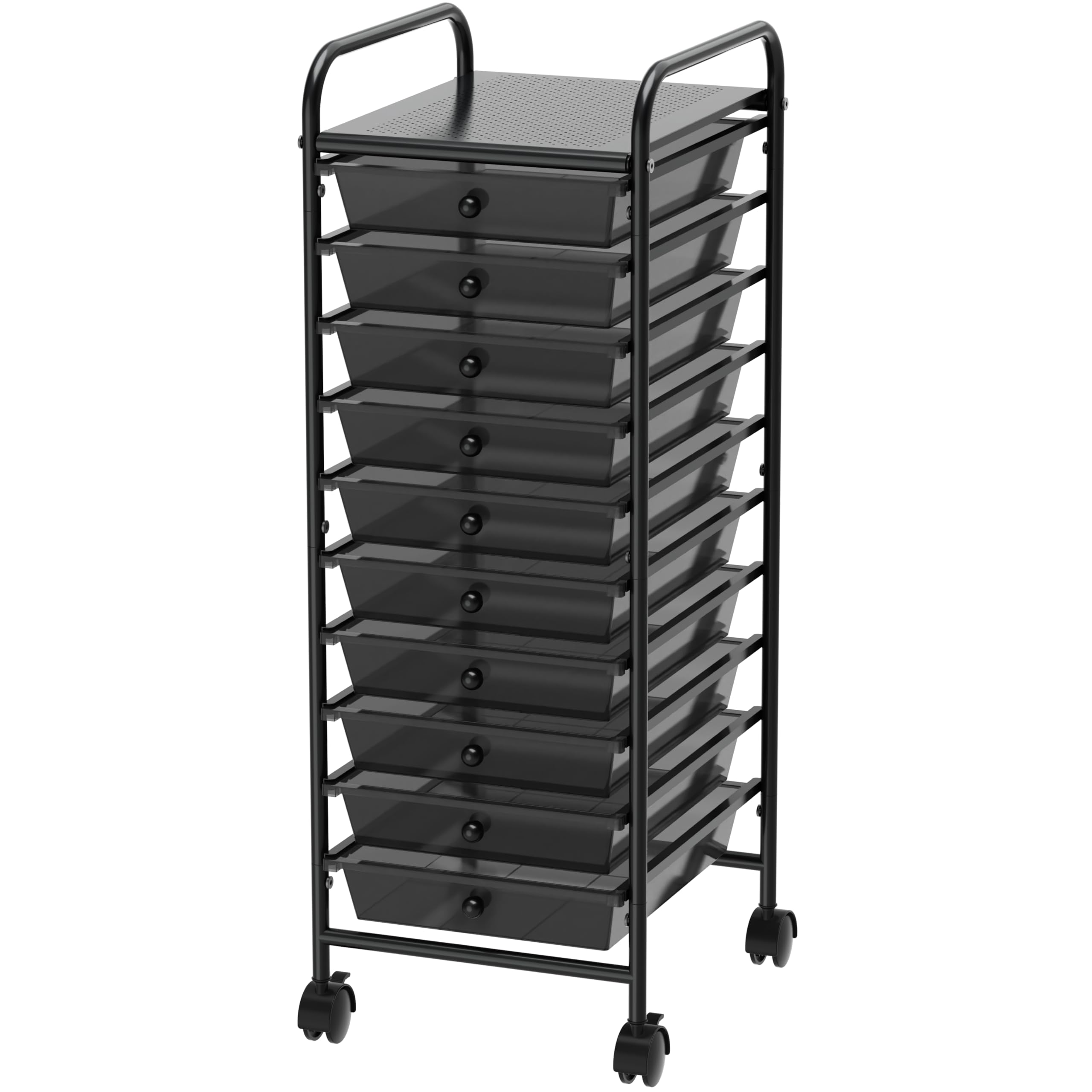Utility Cart with 10 Drawers Rolling Storage Art Craft Organizer, Black