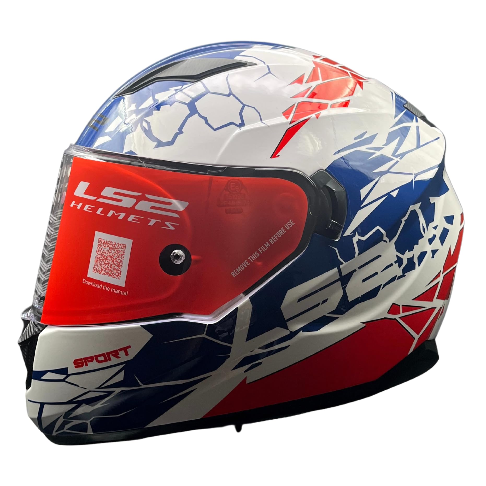 LS2 Helmets - FF320 Stream Evo - Impact - Gloss White Blue Red - Dual Visor Helmet with Anti Fog Lens and Double D Ring Chin Strap