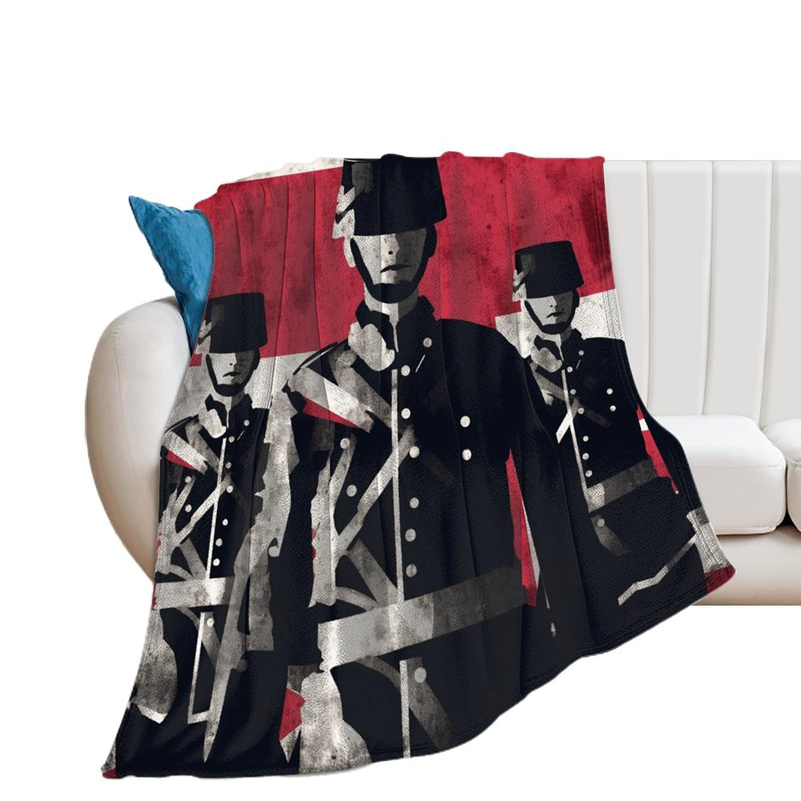Couverture flanelle extra large soldat drapeau américain en microfibre pour lit et canapé