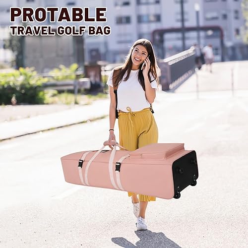 Miniatura 33 de Golf Travel Bags for Airlines with Adjustable Support Rod and Detachable Shoulder Straps, Hard case Top Soft Foldable Golf Club Travel Covers Negro