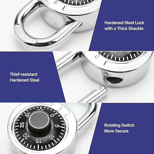 Miniatura 3 de Candado de combinación, cerradura para armarios de gimnasio y escuela, tocadiscos negros, mini cerradura de combinación (paquete de 1)