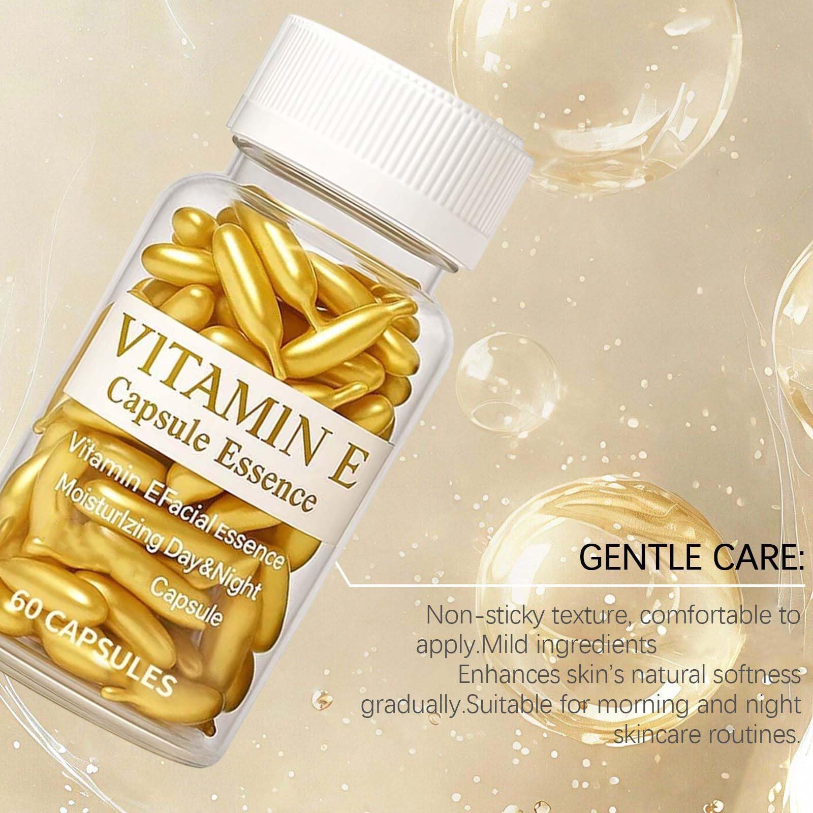 Capsule di vitamina E per il viso, siero anti-invecchiamento idratante rassodante essenza riduce le rughe sottili, schiarisce la pelle, nutre in profondità 60 capsule/scatola (6Box)