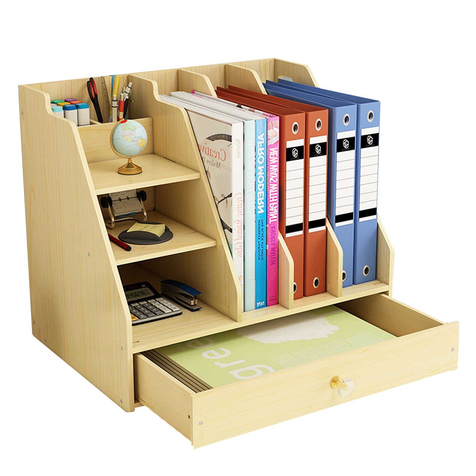 Scatola portaoggetti da ufficio, multifunzione, in legno massello, portapenne, per forniture per ufficio e cancelleria organizzazione, bianco (186)
