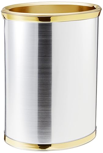 Kraftware Mylar cromo cepillado13-inch cesta de residuos ovalada de latĂłn con 34-Inch y dorado latĂłn cepillado Parachoques Kraftware Mylar cromo cepillado13-inch cesta de residuos ovalada de latĂłn con 34-Inch y dorado latĂłn cepillado Parachoques