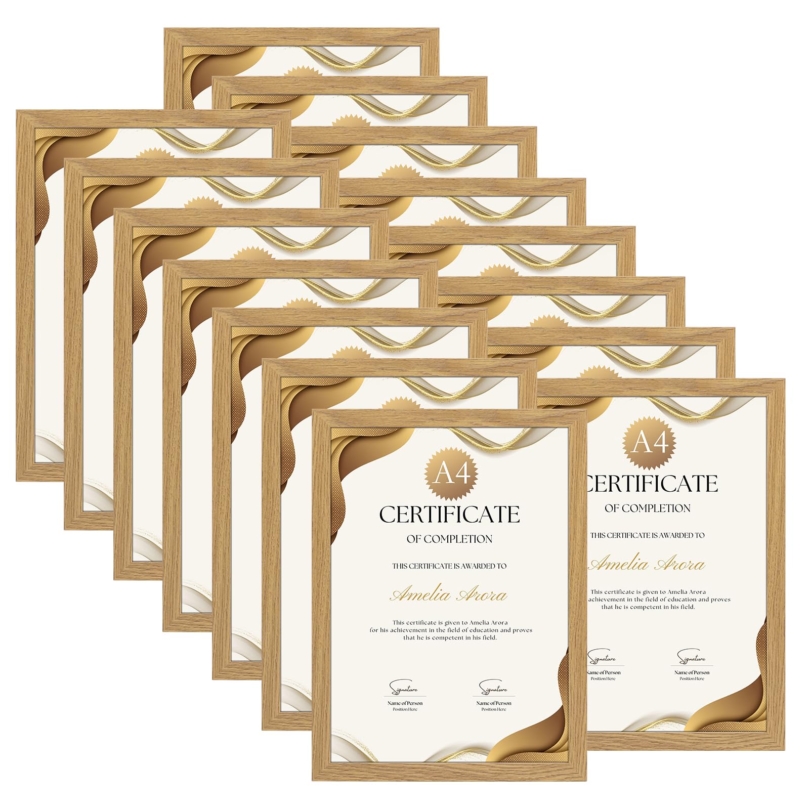 Vasemouh A4 Photo Frames 15 Pack, Natural Wood Colour A4 Picture Frame for Wall or Tabletop Display