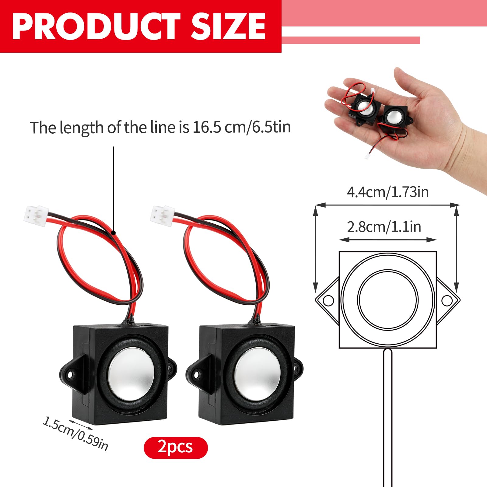 2 mini altoparlanti 3 W 4 Ohm, interfaccia JST-PH2.0, per robot, macchine pubblicitarie, TV LCD, monitor suono chiaro e senza distorsioni per piccoli progetti elettronici