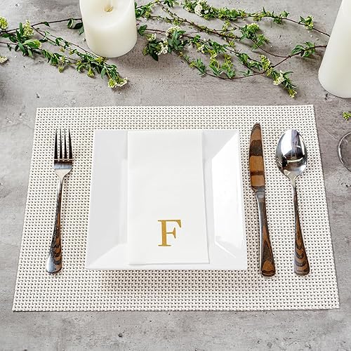 Miniatura 156 de Luxenap - Toallas de invitados de 15.8 x 7.9 pulgadas, 50 toallas de mano con letras plateadas, letra "P", fuente Sans Serif, servilletas de papel