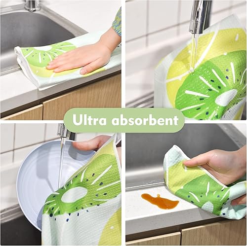 Miniatura 4 de Rainleaf Paquete de 4 toallas de cocina divertidas, juegos de paños de cocina absorbentes con frasco, lindos como paños decorativos para platos,