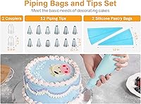 Vista 5 de Kootek 22pcs Cake Decorating Supplies Kit, Baking Tools with 12" Aluminium Cake Turntable Rotating Cake Stand, Piping Bags and Tips Set, Icing