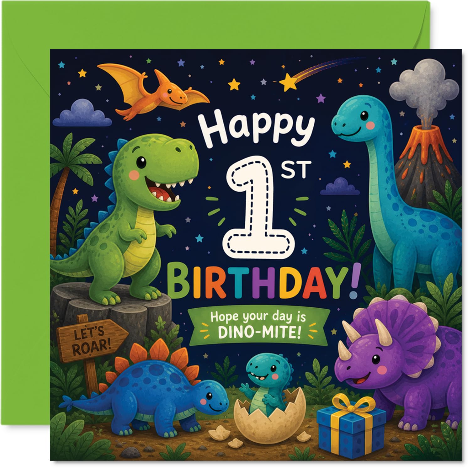 Playful 1st Birthday Card, Roaring Fun for the Big Day
