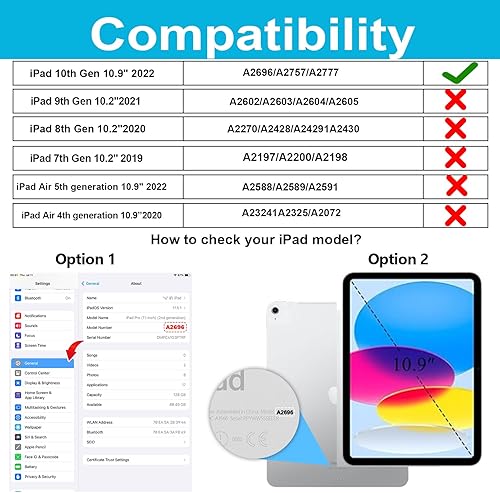 Miniatura 2 de Case for iPad 10th Generation 2022 Military Grade Silicone Protective Cover for iPad 10th Gen 10.9 Inch with Screen Protector- Stand- Shoulder