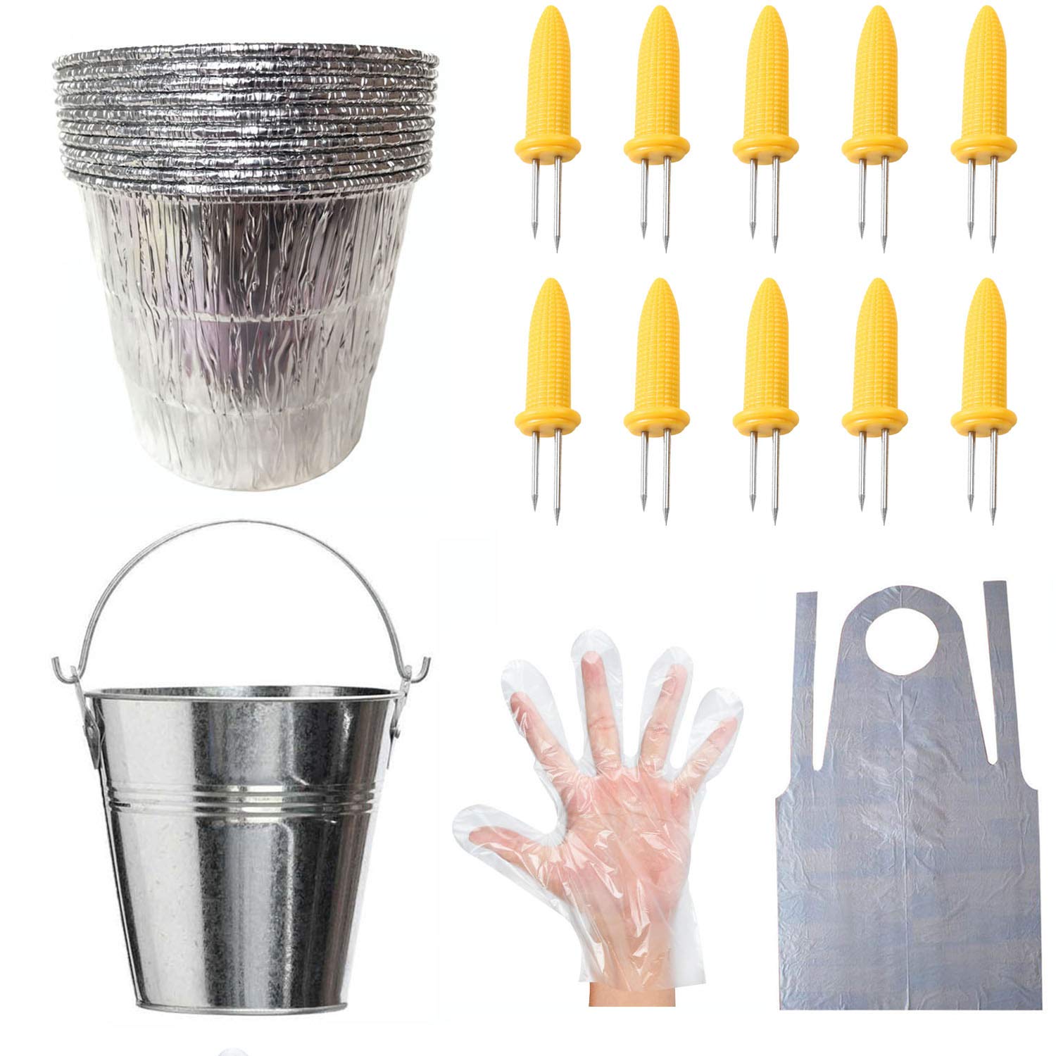 Reliable1stPellet Grill Drip Grease Bucket & 10 Pack Disposable Aluminum Bucket Liner & 30 Pack Disposable Dirt Protections and 10 Pack Aprons for Trager, Pit Boss, Green Mountain, etc