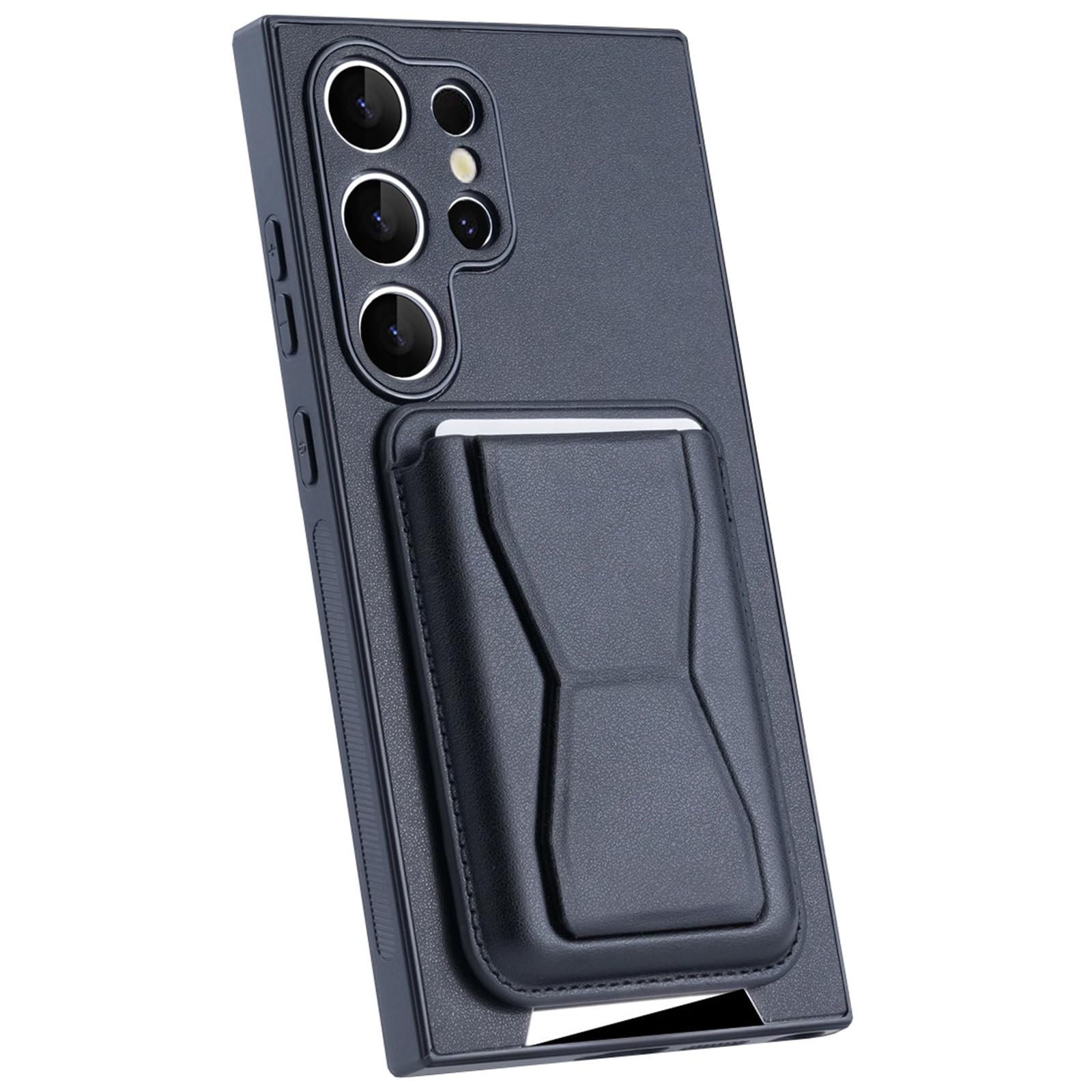 Etui do Samsung Galaxy S25 Ultra/S25 Plus/S25, tylna kieszeń na karty, ochrona przed upadkiem, skóra wąska obudowa, ochrona aparatu, etui stojące, czarne, S25