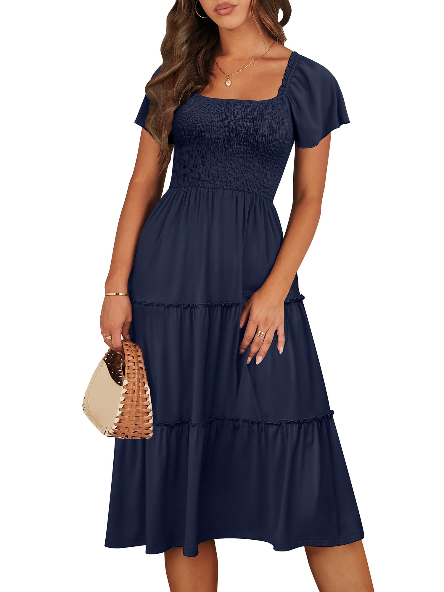 Photo 1 of ANRABESS Women's Smocked Midi Dress