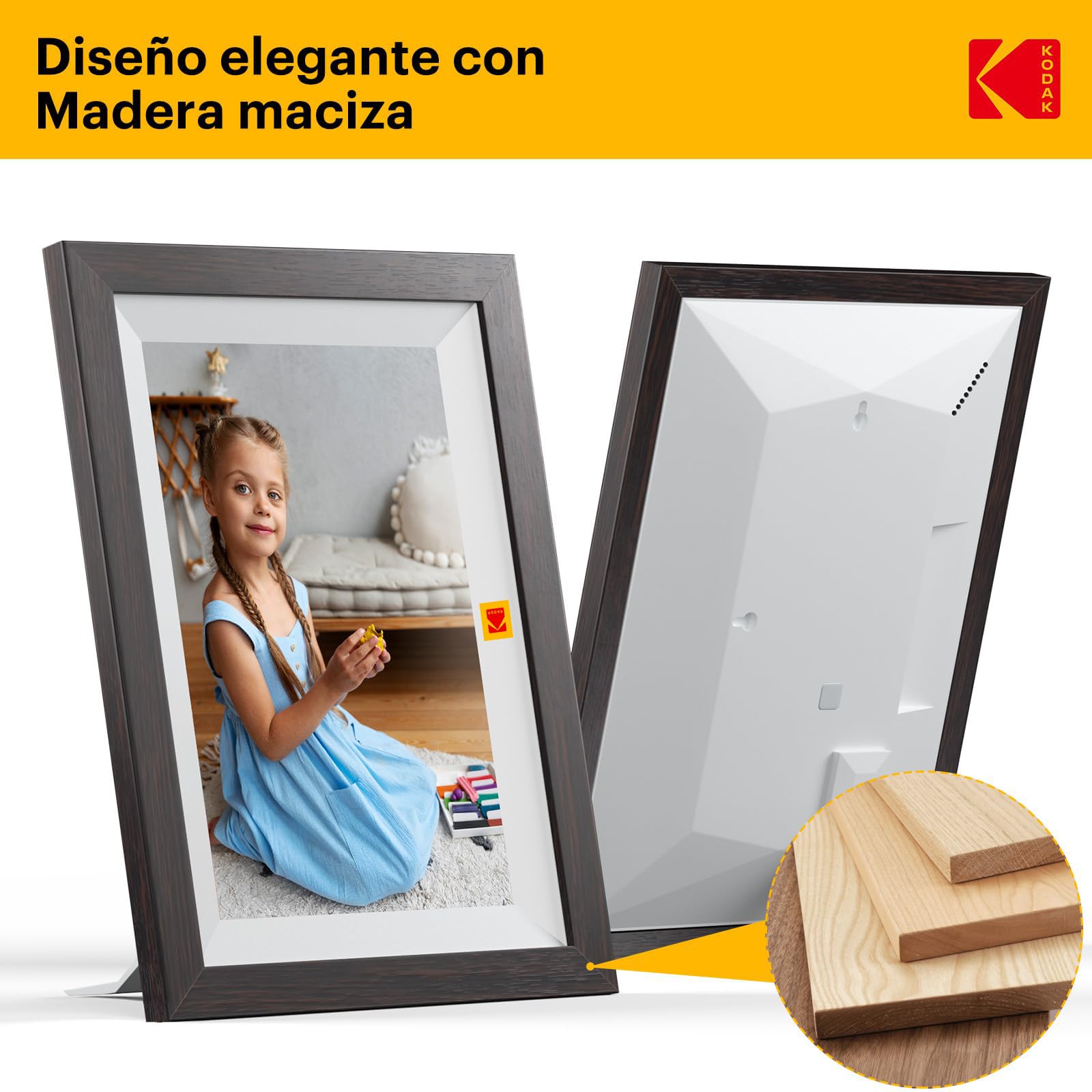 KODAK Marco de Fotos Digital WiFi 10.1 Pulgadas, Memoria Incorporada 32GB, Pantalla Táctil para HD 1280x800 IPS, Soporte Multilingüe, Rotación Automática, Compartir Instantáneamente Fotos y Videos