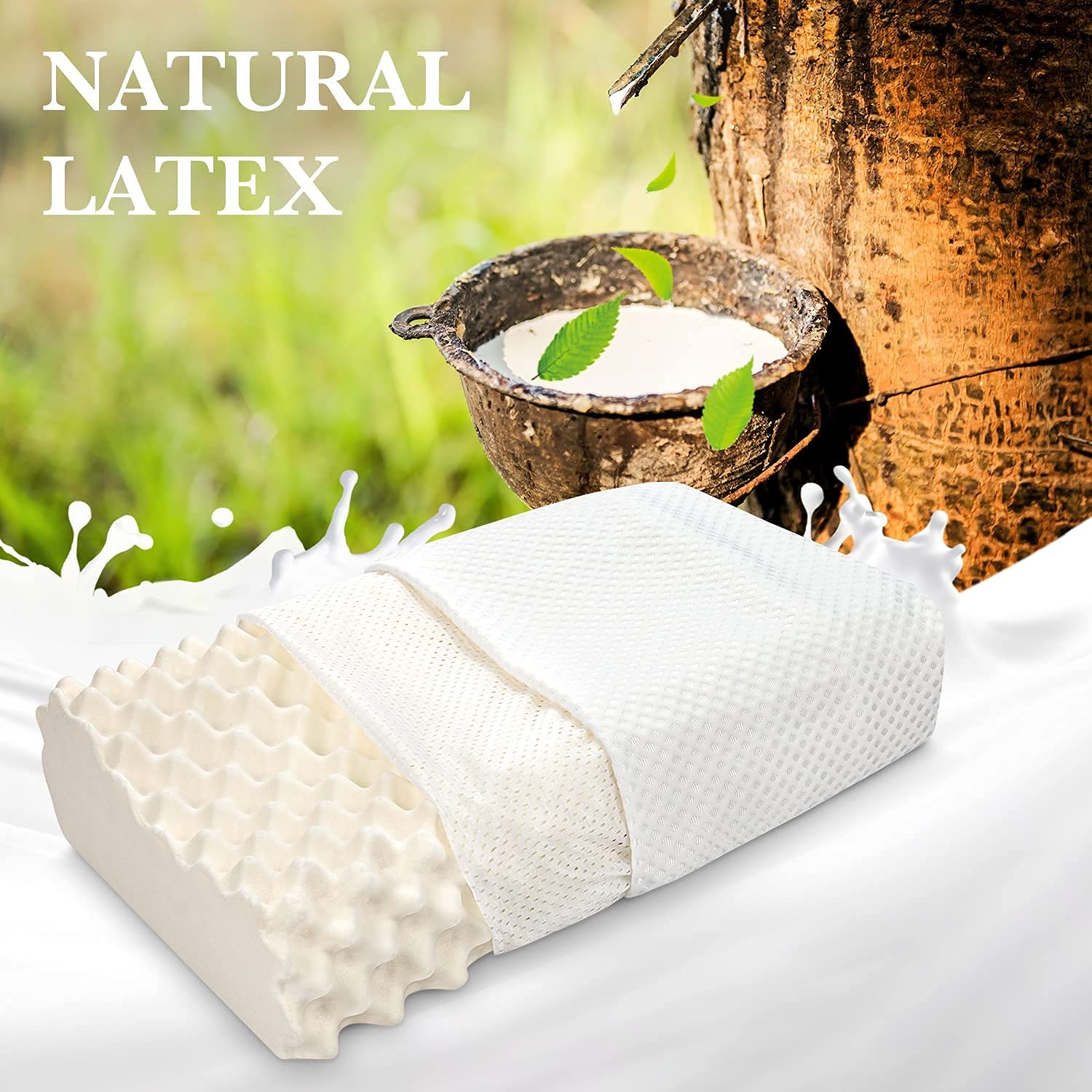 Cuscino In Lattice Naturale A Forma Di Pane – Cervicale Ergonomico Per Dormire Meglio, 60x40x14 Cm