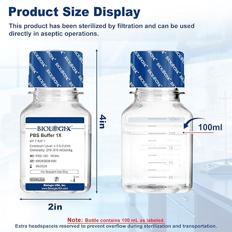 PBS Buffer 1X, Phosphate Buffered Saline Solution, 100mL