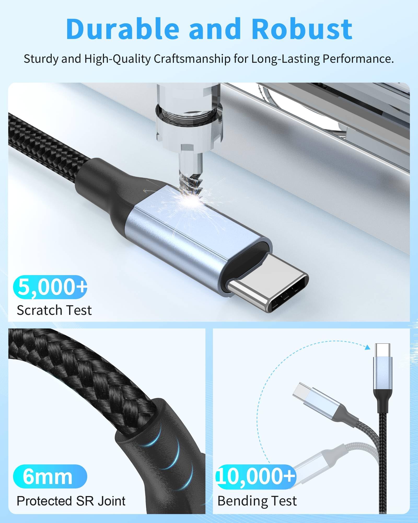 Short USB to USB C Fast Charger Cable (20cm 2PCS), USB2.0 Short USBA to USBC Charging Cable, Nylon 0.2m Small USBC Lead for iPhone 17 16 15, Samsung Galaxy S24 S23 Huawei, Pixel, Xiaomi - 4