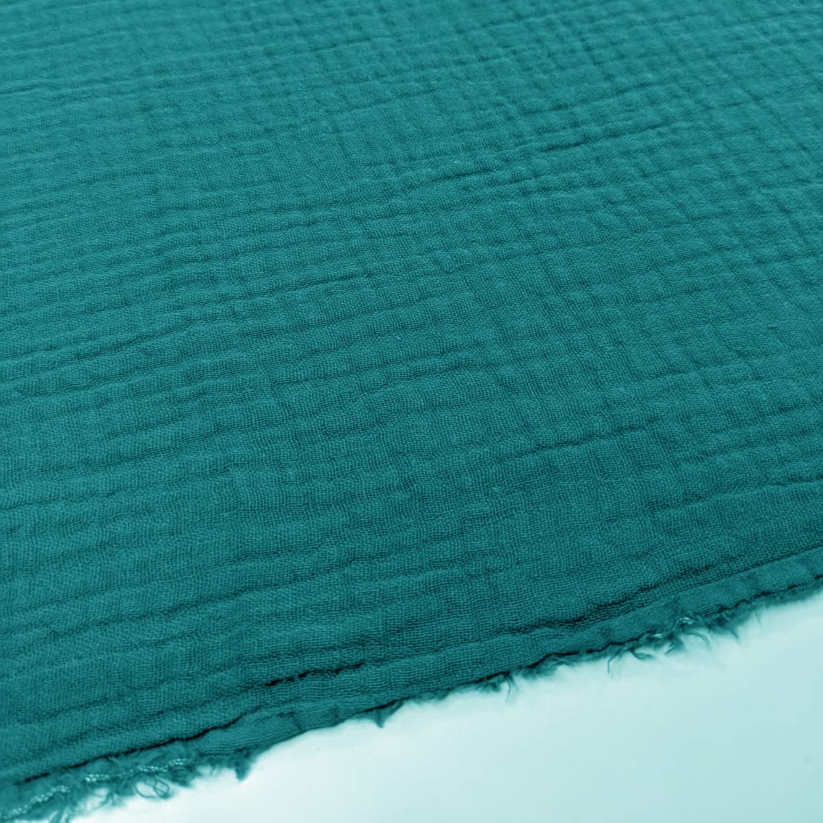 Double Gauze 100% Cotton Plain Fabric Dress Making Lightweight Muslin Baby Swaddle Blankets Scarves Summer Clothing | 55"-140 cm Wide | per Metre ((Duckegg Blue) โ image 1