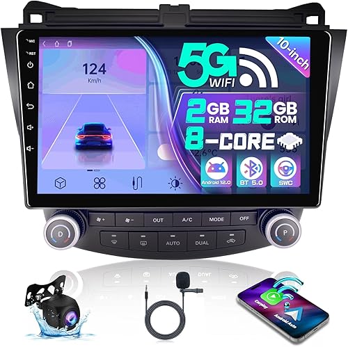 Radio estéreo de coche 8core 48-EQ 5G WiFi para Honda Accord 7th 2003-2007 pantalla táctil unidad principal receptor de radio con Carplay