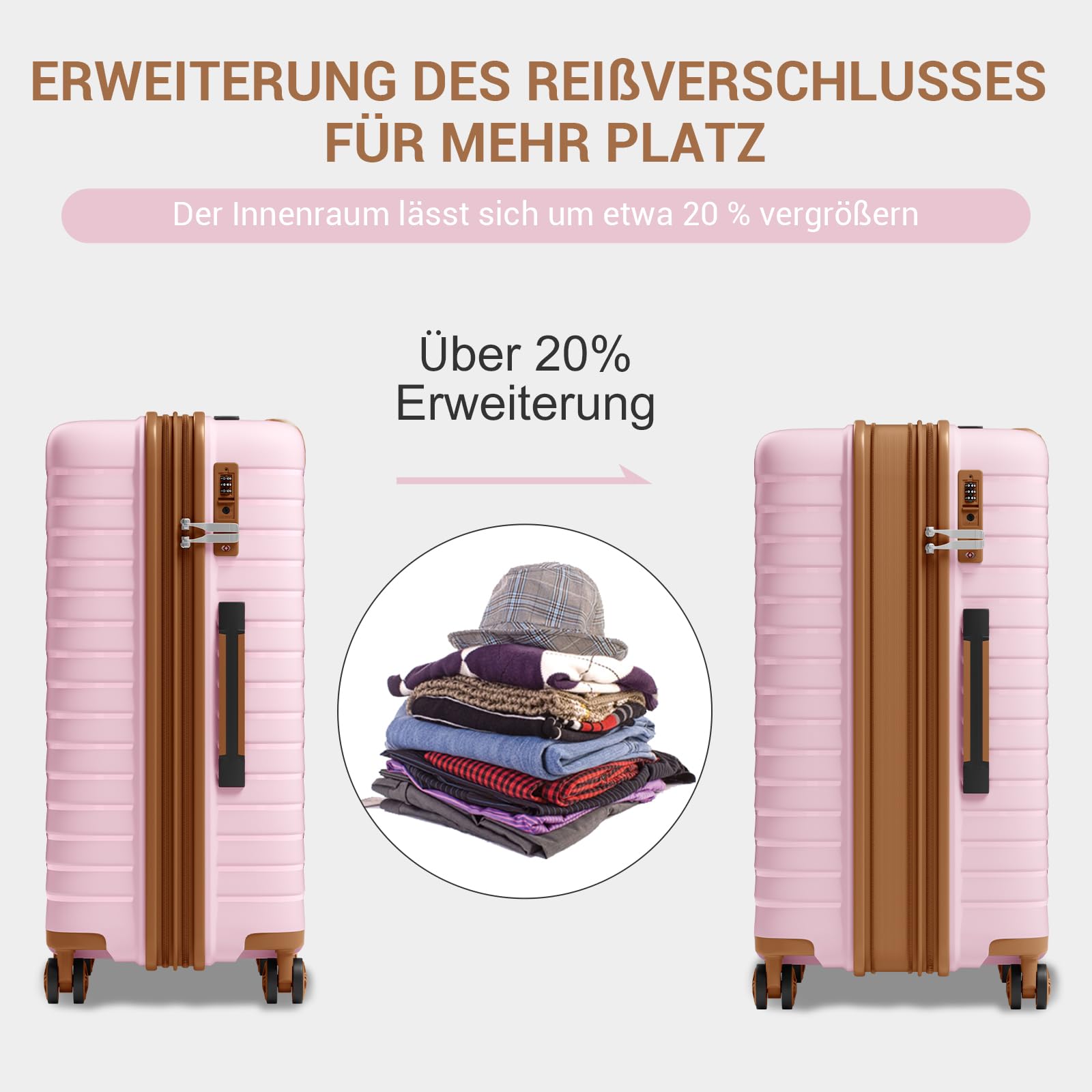 KONO Mittelgroßer Koffer Leicht PP Hartschale Trolley mit TSA Schloss